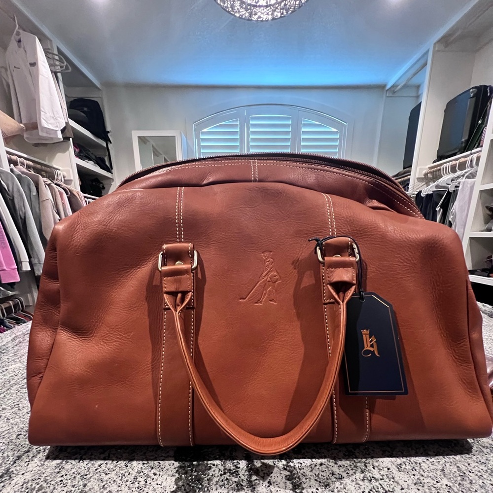 Luxurious Tan Leather Duffel Bag for Men